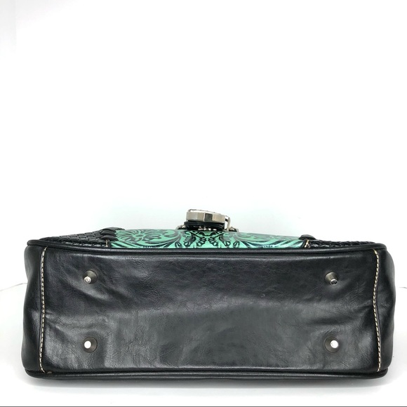 Trinity Ranch Montana West Turquoise Tooled Leather Shoulder Bag - Picture 9 of 16
